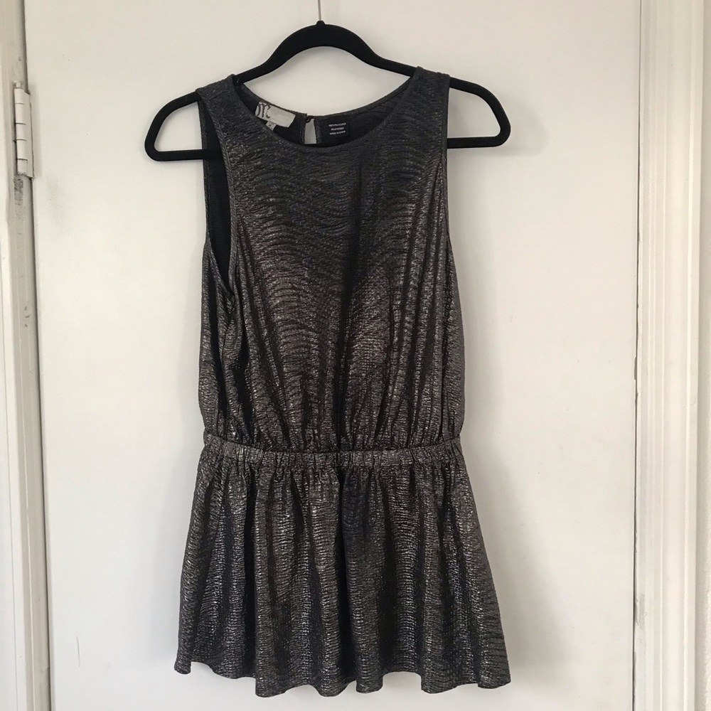 Miss Me Metallic Peplum Tank